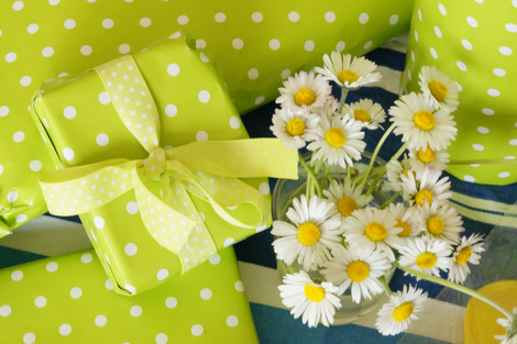 Green Polka Dot Wrapped Gifts